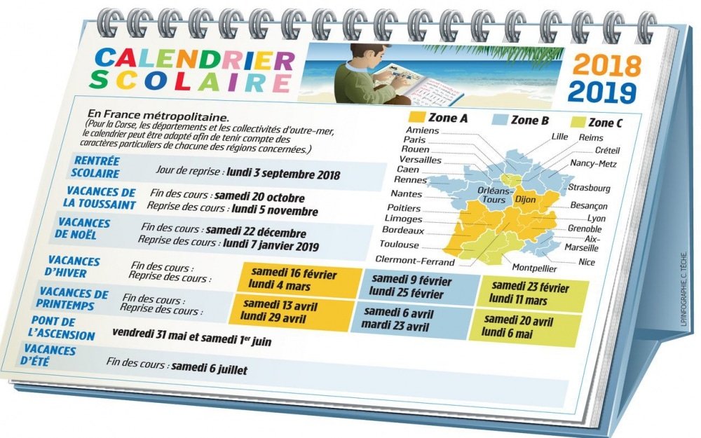 Calendrier des prochaines vacances scolaires 